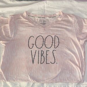 Rae Dunn Light Pink 'Good Vibes' Tee